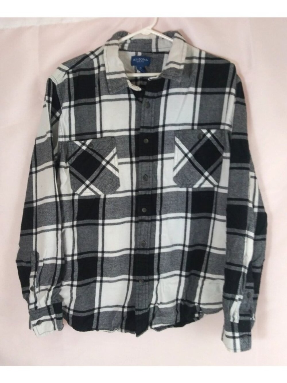 Arizona Jean Co. Men's Black & White Plaid Button-Up Flannel Shirt Size XL